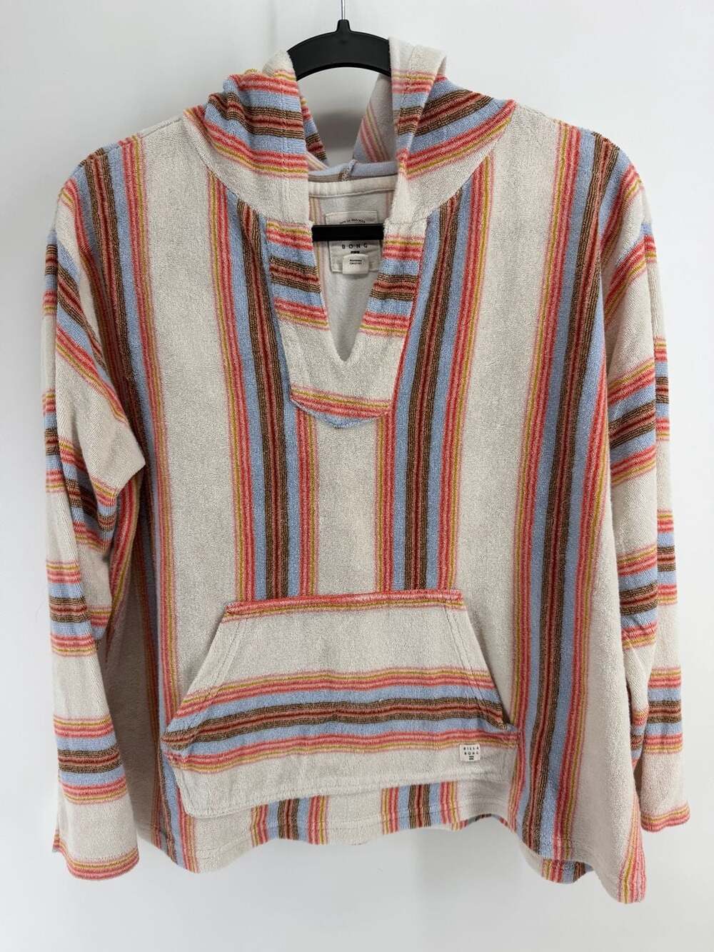Billabong Women’s Size S Striped Baja Terry Cloth Hoodie Surf Boho Coastal